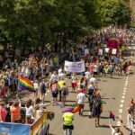 Norway's LQBTQ community party at the Pride parade in Oslo