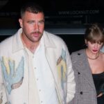 NEW YORK, NEW YORK - OCTOBER 15: Travis Kelce and Taylor Swift arrive at SNL Afterparty on October 15, 2023 in New York City. (Photo by Gotham/GC Images)