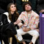 LOS ANGELES, CALIFORNIA - JANUARY 03: Selena Gomez and Benny Blanco attend a basketball game between the Los Angeles Lakers and the Miami Heat at Crypto.com Arena on January 03, 2024 in Los Angeles, California. NOTE TO USER: User expressly acknowledges and agrees that, by downloading and or using this photograph, User is consenting to the terms and conditions of the Getty Images License Agreement. (Photo by Allen Berezovsky/Getty Images)