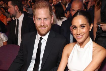 HOLLYWOOD, CALIFORNIA - JULY 11: (Exclusive Coverage) (L-R) Prince Harry, Duke of Sussex and Meghan, Duchess of Sussex  attend the 2024 ESPY Awards at Dolby Theatre on July 11, 2024 in Hollywood, California. (Photo by Kevin Mazur/Getty Images for W+P)