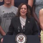 Meet the CU Boulder skier whose T-shirt appeared on national TV behind VP Kamala Harris