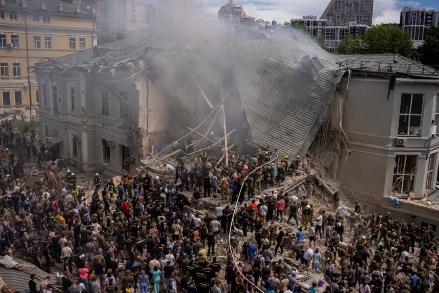 Russia’s heaviest bombardment of Kyiv in 4 months hits a children’s hospital