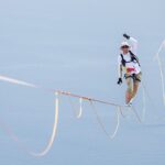 Slackliner makes it across 3.6km Messina Strait - but misses out on the world record by 80m