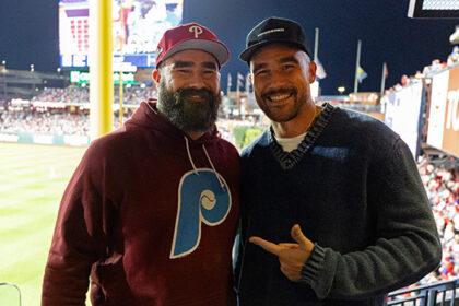 Jason and Travis Kelce (Gabriella Ricciardi/MLB Photos via Getty Images)