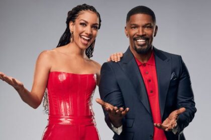 BEAT SHAZAM: L-R: DJ Corinne Foxx and Host Jamie Foxx return for Season 7 of BEAT SHAZAM, premiering Tuesday, May 28 on FOX. (Photo by FOX via Getty Images)